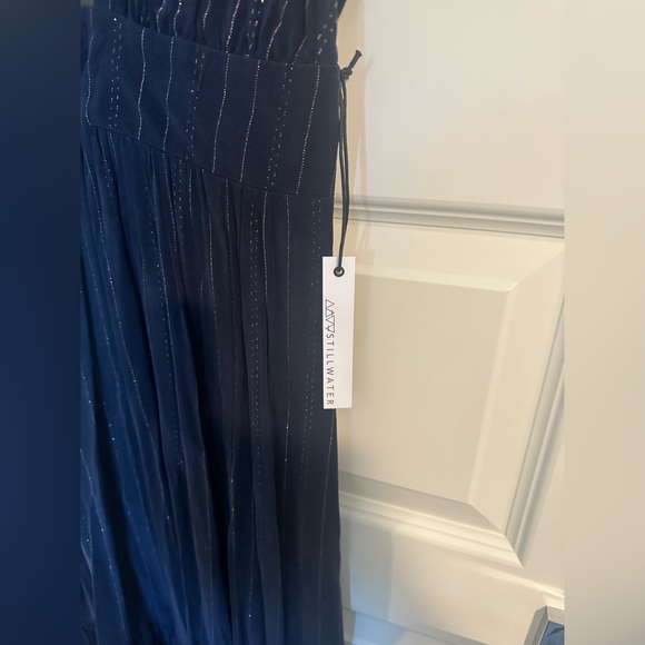 NWT Stillwater Jessie Midi Dress Navy Metallic Stripe - Picture 8 of 10